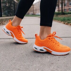 Mishansha Air Cushion Running Sneakers Neon Orange Women's Size 5.5 Athletic